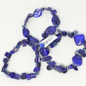 Style & Co. 3 Piece Set Shell & Bead Stretch Bracelets, Blue